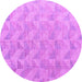 Round Machine Washable Oriental Purple Modern Area Rugs, wshabs5039pur