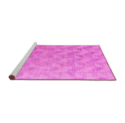 Sideview of Machine Washable Oriental Pink Modern Rug, wshabs5039pnk