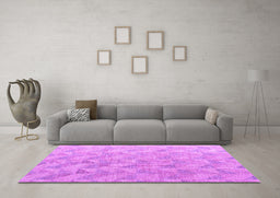 Machine Washable Oriental Purple Modern Area Rugs in a Living Room, wshabs5039pur