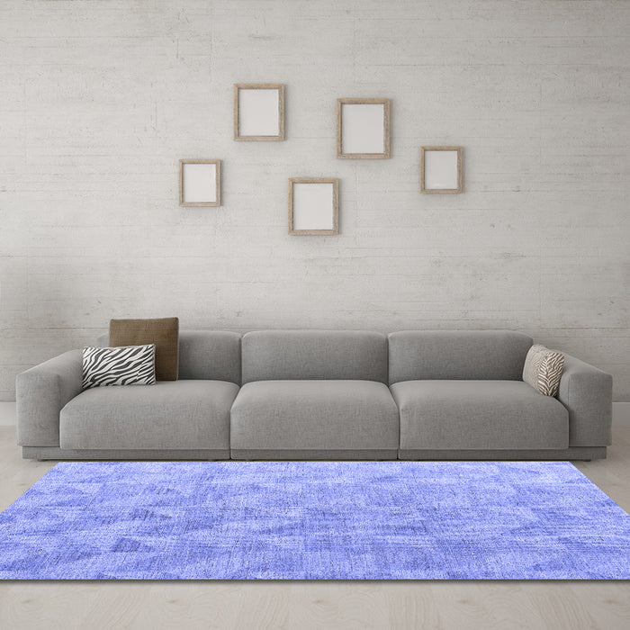 Machine Washable Oriental Blue Modern Rug in a Living Room, wshabs5039blu