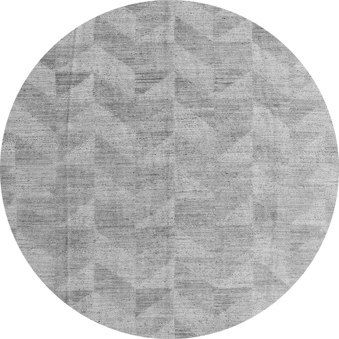 Round Machine Washable Oriental Gray Modern Rug, wshabs5039gry