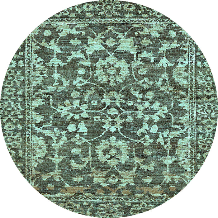 Round Abstract Light Blue Modern Rug, abs503lblu