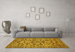 Machine Washable Abstract Yellow Modern Rug in a Living Room, wshabs503yw