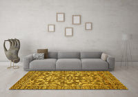 Machine Washable Abstract Yellow Modern Rug, wshabs503yw