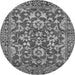 Round Machine Washable Abstract Gray Modern Rug, wshabs503gry