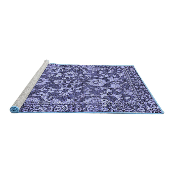 Sideview of Machine Washable Abstract Blue Modern Rug, wshabs503blu