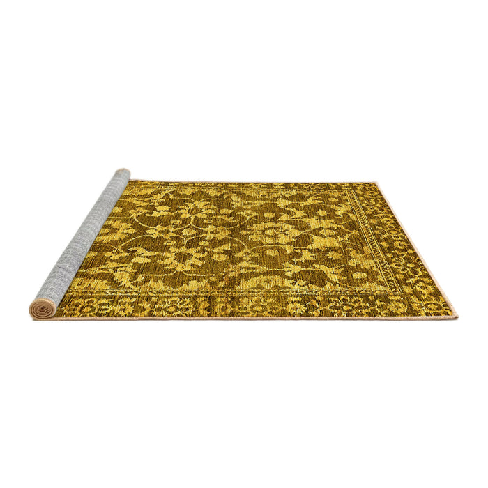 Sideview of Machine Washable Abstract Yellow Modern Rug, wshabs503yw