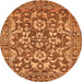 Round Machine Washable Abstract Orange Modern Area Rugs, wshabs503org