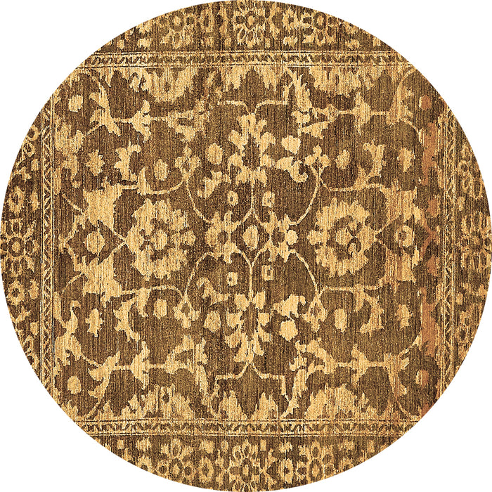 Round Abstract Brown Modern Rug, abs503brn