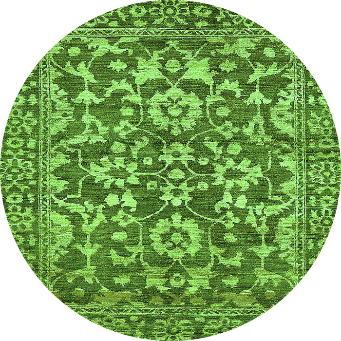 Round Abstract Green Modern Rug, abs503grn