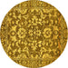 Round Machine Washable Abstract Yellow Modern Rug, wshabs503yw