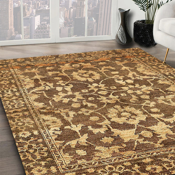 Abstract Orange Modern Rug in Family Room, abs503