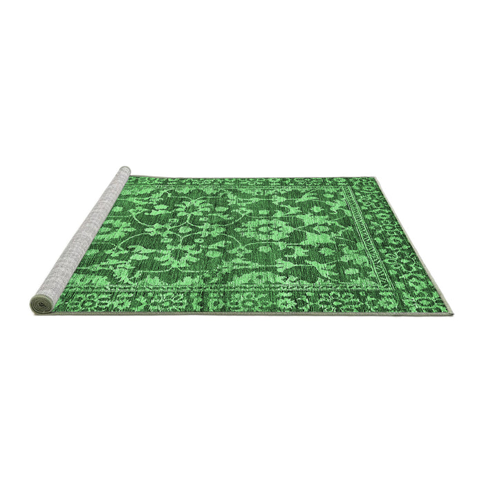 Sideview of Machine Washable Abstract Emerald Green Modern Area Rugs, wshabs503emgrn