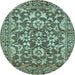 Round Machine Washable Abstract Light Blue Modern Rug, wshabs503lblu