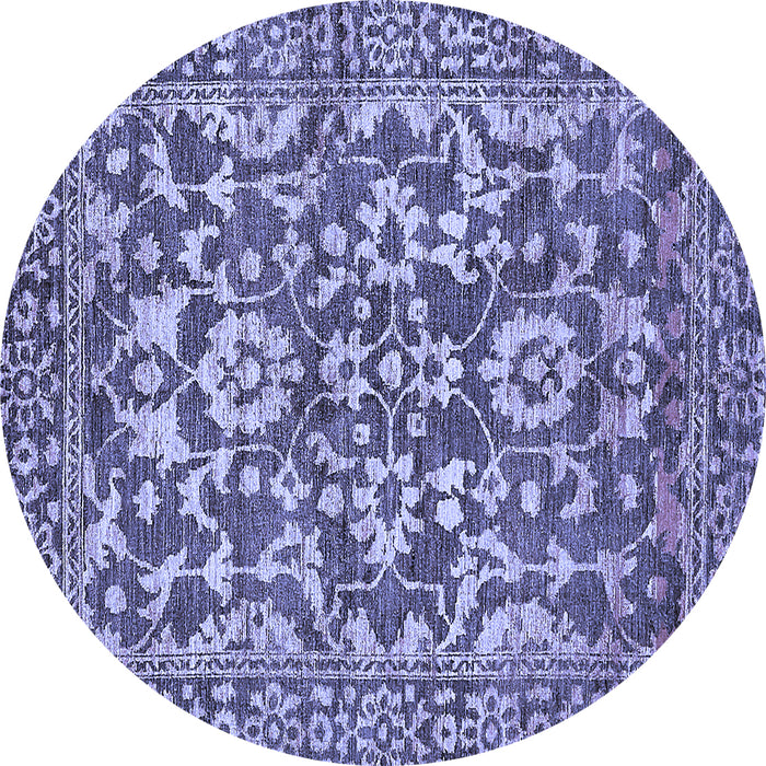 Round Machine Washable Abstract Blue Modern Rug, wshabs503blu