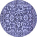 Round Machine Washable Abstract Blue Modern Rug, wshabs503blu