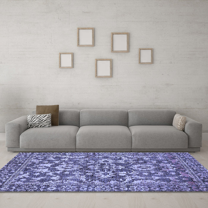 Machine Washable Abstract Blue Modern Rug in a Living Room, wshabs503blu