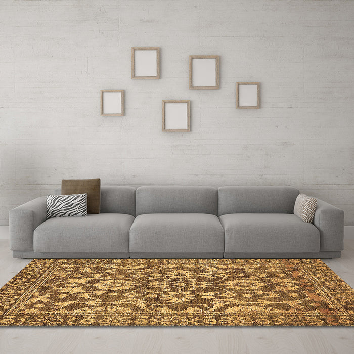 Machine Washable Abstract Brown Modern Rug in a Living Room,, wshabs503brn