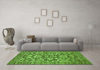 Machine Washable Abstract Green Modern Rug, wshabs503grn