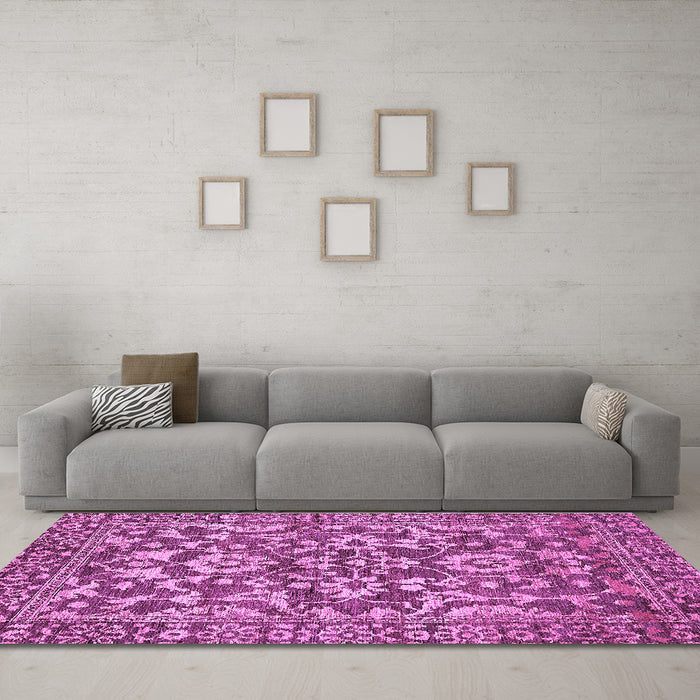 Machine Washable Abstract Purple Modern Area Rugs in a Living Room, wshabs503pur