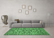 Machine Washable Abstract Emerald Green Modern Area Rugs in a Living Room,, wshabs503emgrn