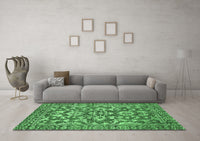 Machine Washable Abstract Emerald Green Modern Rug, wshabs503emgrn