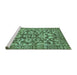 Sideview of Machine Washable Abstract Turquoise Modern Area Rugs, wshabs503turq