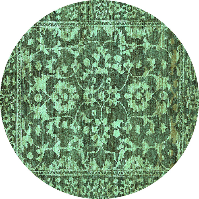 Round Abstract Turquoise Modern Rug, abs503turq