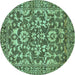 Round Abstract Turquoise Modern Rug, abs503turq