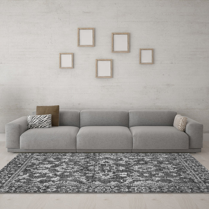 Machine Washable Abstract Gray Modern Rug in a Living Room,, wshabs503gry