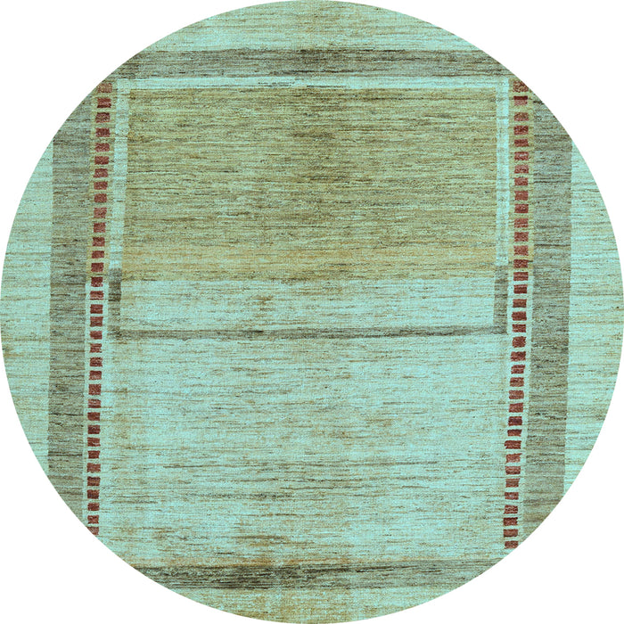 Round Machine Washable Oriental Light Blue Modern Rug, wshabs5040lblu