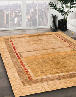 Abstract Orange Oriental Rug in Family Room, abs5040