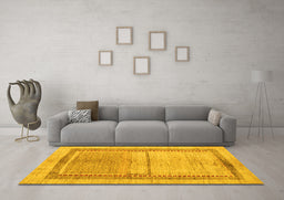 Machine Washable Oriental Yellow Modern Rug in a Living Room, wshabs5040yw