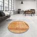 Round Abstract Orange Oriental Rug in a Office, abs5040