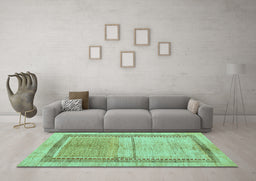 Machine Washable Oriental Turquoise Modern Area Rugs in a Living Room,, wshabs5040turq