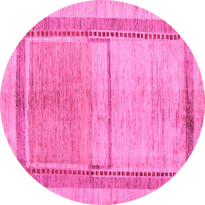 Round Machine Washable Oriental Pink Modern Rug, wshabs5040pnk