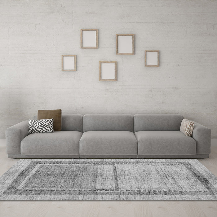Machine Washable Oriental Gray Modern Rug in a Living Room,, wshabs5040gry