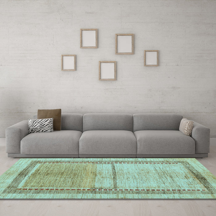 Machine Washable Oriental Light Blue Modern Rug in a Living Room, wshabs5040lblu