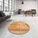 Round Machine Washable Abstract Orange Rug in a Office, wshabs5040