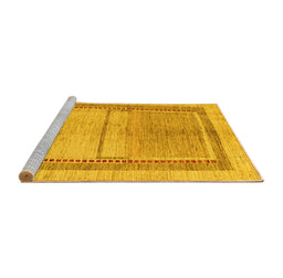 Sideview of Machine Washable Oriental Yellow Modern Rug, wshabs5040yw