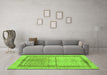 Machine Washable Oriental Green Modern Area Rugs in a Living Room,, wshabs5040grn