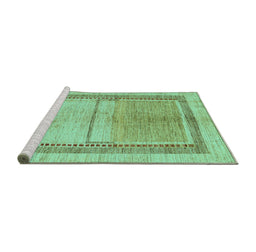 Sideview of Machine Washable Oriental Turquoise Modern Area Rugs, wshabs5040turq