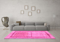 Machine Washable Oriental Pink Modern Rug, wshabs5040pnk