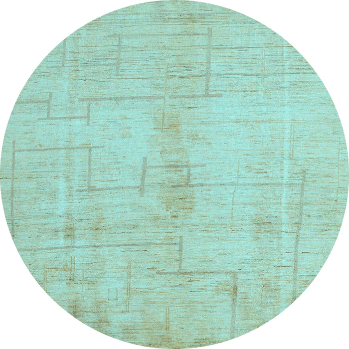 Round Machine Washable Oriental Light Blue Modern Rug, wshabs5041lblu