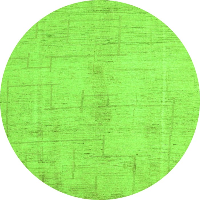 Round Machine Washable Oriental Green Modern Area Rugs, wshabs5041grn