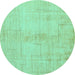 Round Oriental Turquoise Modern Rug, abs5041turq