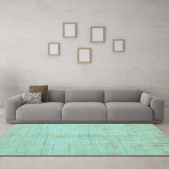 Machine Washable Oriental Light Blue Modern Rug in a Living Room, wshabs5041lblu