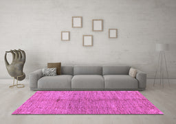 Machine Washable Oriental Purple Modern Area Rugs in a Living Room, wshabs5042pur
