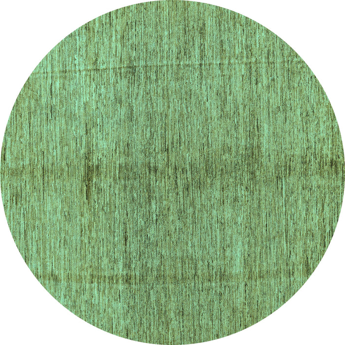 Round Machine Washable Oriental Turquoise Modern Area Rugs, wshabs5042turq
