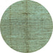 Round Oriental Light Blue Modern Rug, abs5042lblu